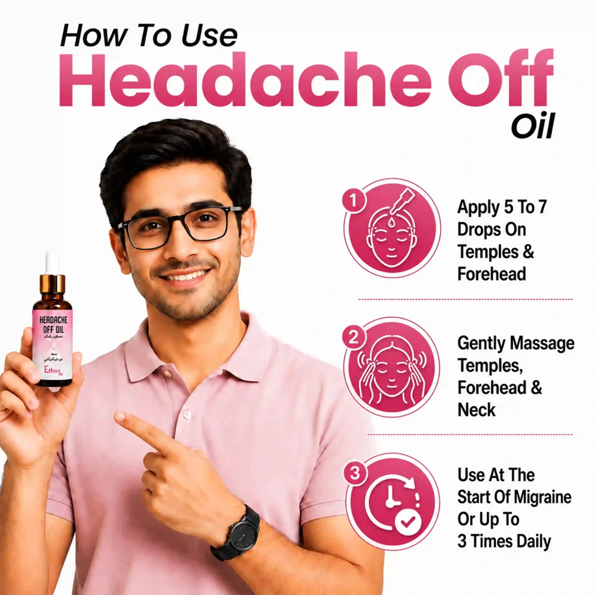 Headache Off Oil | 30ml | Natural Calm for Migraines - Ethos Wellness