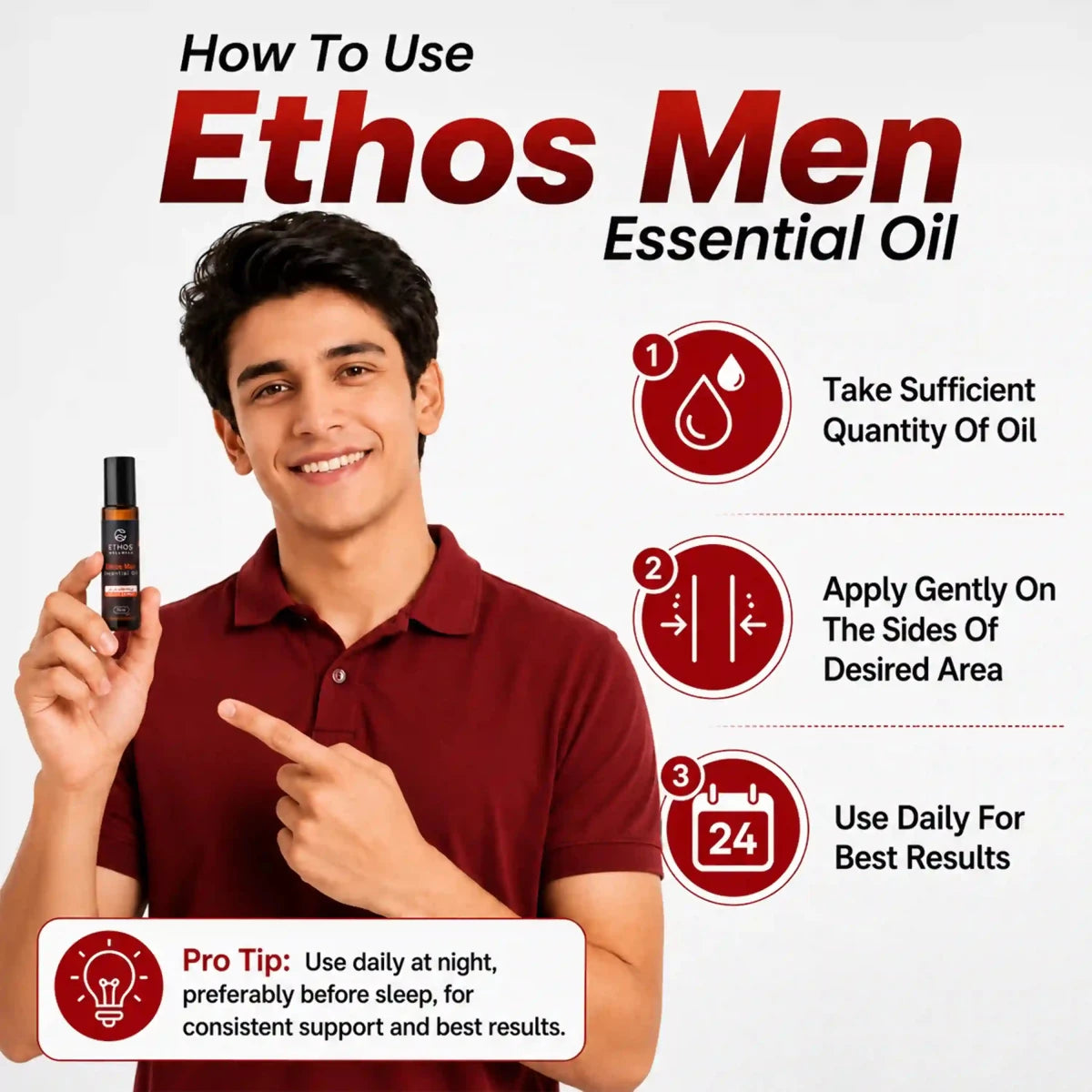 Men Essential Oil | Small - 10ml | Boost Vitality, Energy & Confidence - Ethos Wellness