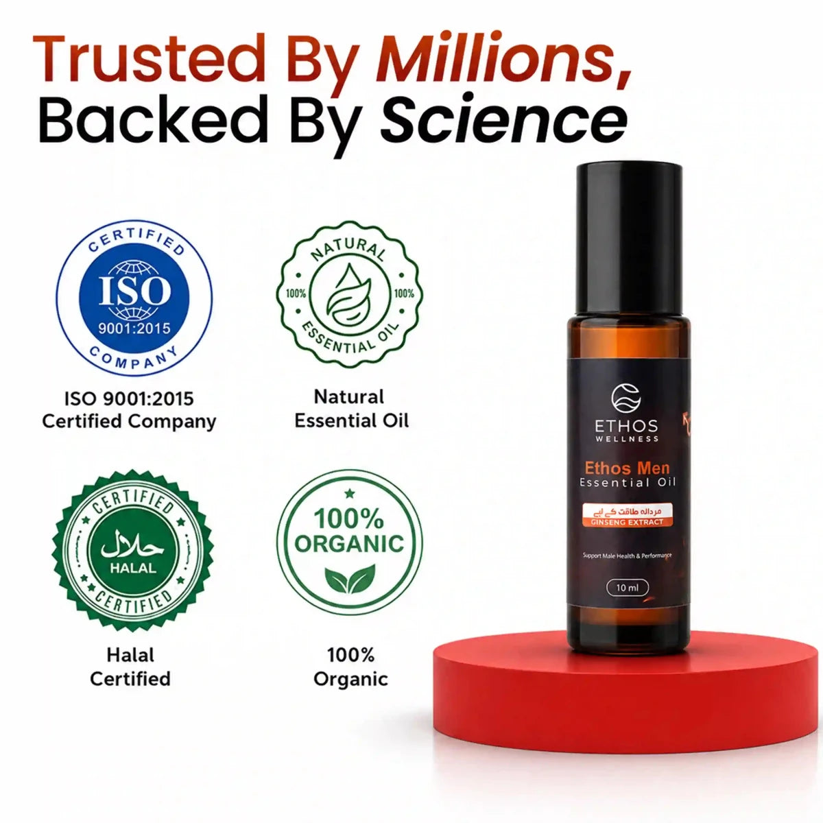 Men Essential Oil | Small - 10ml | Boost Vitality, Energy & Confidence - Ethos Wellness