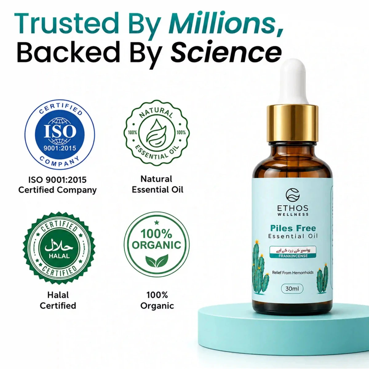 Piles Free Essential Oil - Relief from Pain, Itching and Swelling (30ml) - Ethos Wellness