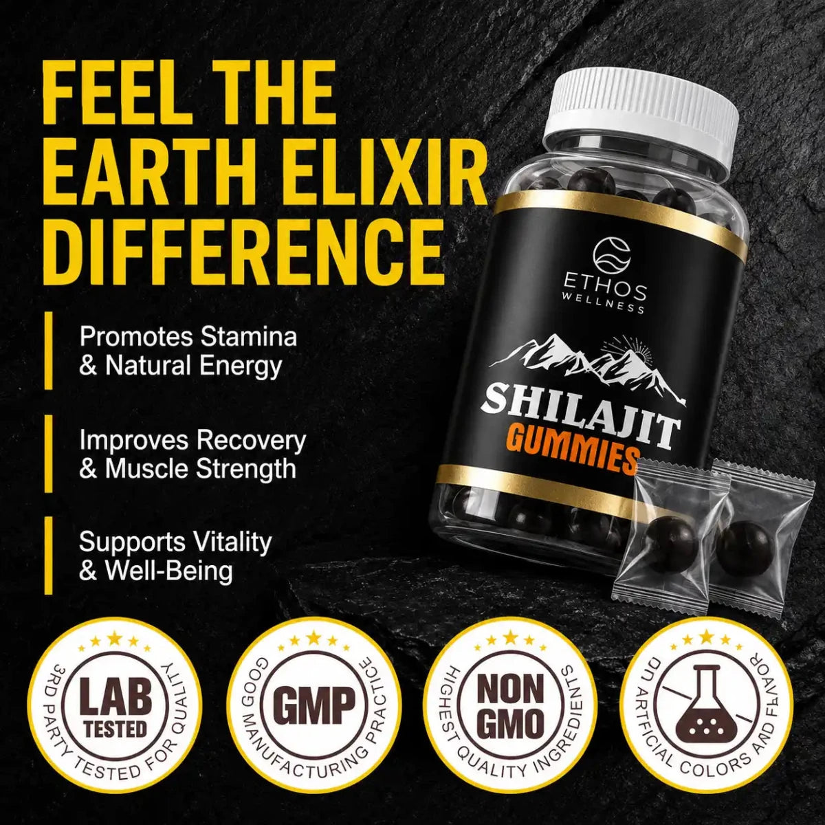 Pure Himalayan Shilajit Gummies - 80+ Minerals & Fulvic Acid - Ethos Wellness