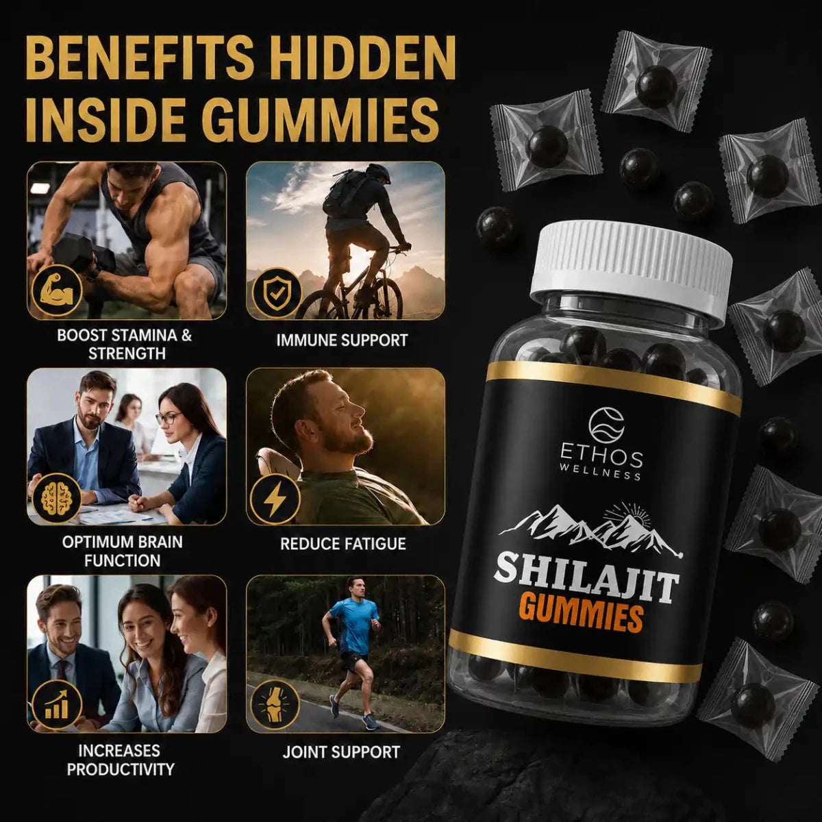 Pure Himalayan Shilajit Gummies - 80+ Minerals & Fulvic Acid - Ethos Wellness