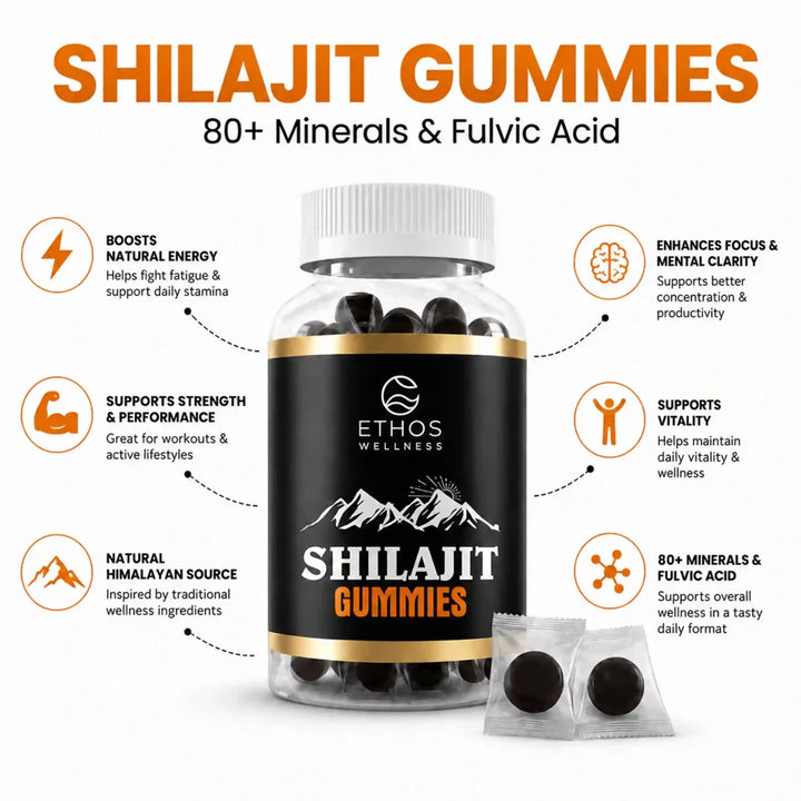 Pure Himalayan Shilajit Gummies - 80+ Minerals & Fulvic Acid - Ethos Wellness